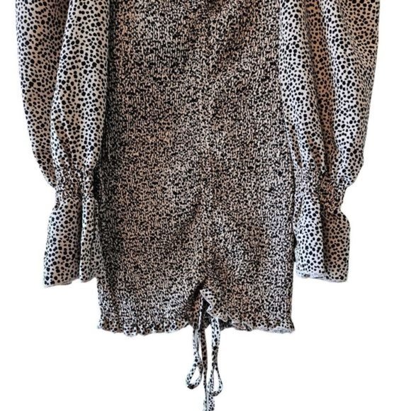 O. Vianca Animal Print Ruched Long Sleeve Mini Dress Size Small. - Picture 6 of 15